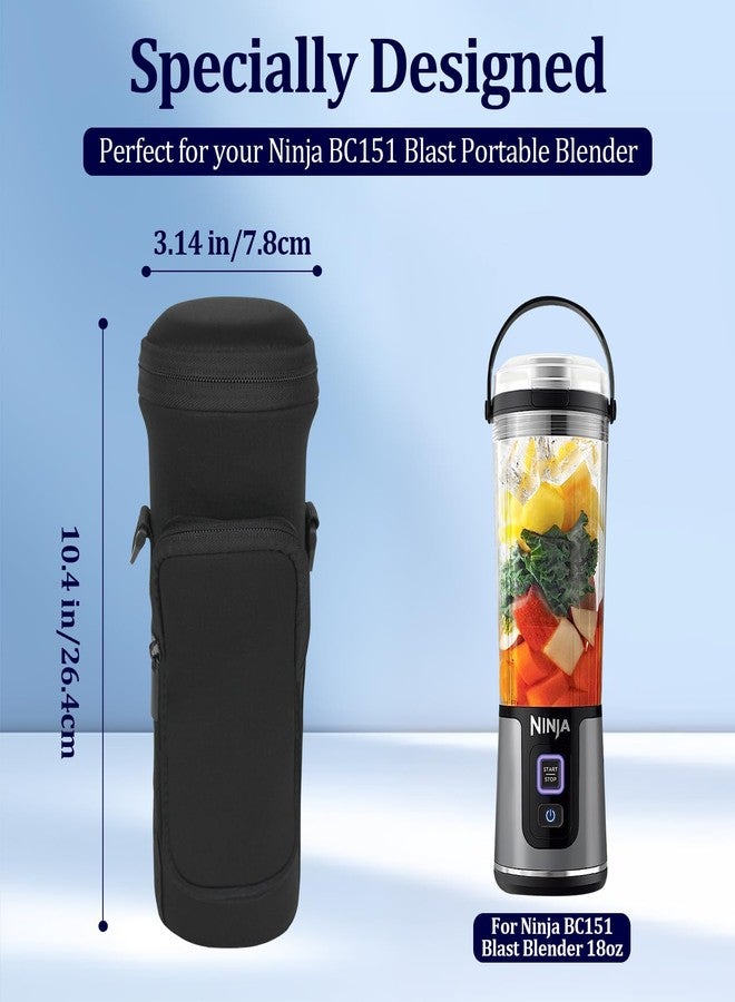NUENSS-ROR جراب حمل NUENSS-ROR لخلاط Ninja BC151 Blast المحمول مع غطاء، جراب سفر معزول قابل للطي مع حزام كتف قابل للتعديل وجيب (أسود) - Image 2